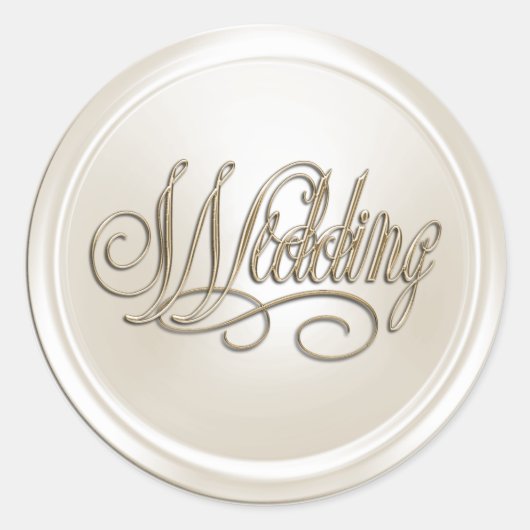 ホワイトパールと金ゴールド結婚ズ封筒用シール ラウンドシール (正面)