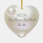ホワイトパールエフェクト編集可能な母の日 セラミックオーナメント (正面)