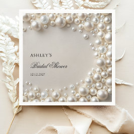 ホワイトパールエレガントブライダルシャワー スタンダードカクテルナプキン