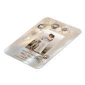 ホワイトパールダイヤモンドボタンウェディング日付を保存 マグネット (左側)