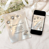 ホワイトパールダイヤモンドボタンウェディング日付を保存 招待状