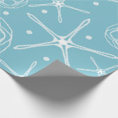 ホワイトパールヒトデ結婚ィッシュブライダルシャワー ラッピングペーパー (角)