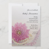 ホワイトパールピンクフラワーレースキンセアニラパーティー 招待状 (正面)