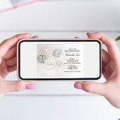 ホワイトパールフェイクダイヤモンドボタンブライダルシャワー 招待状