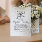 ホワイトパールベージュSweet sixteen誕生日パーティー 招待状