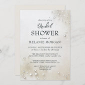 ホワイトパールミニマルブライダルシャワー 招待状 (正面/裏面)