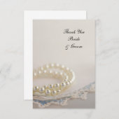 ホワイトパールヴィンテージブルー結婚レースありがとう サンキューカード (正面/裏面)