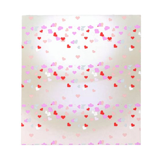 ホワイトパール効果(ハート) ノートパッド (正面)