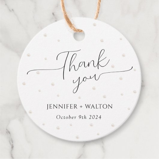 ホワイトパール結婚式の引き出物ラベル フェイバータグ (正面)