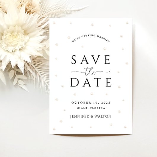 ホワイトパール結婚式の日付を保存 招待状