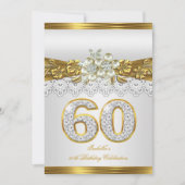 ホワイトパール金ゴールドレースフローラ60thバースデーパーティー 招待状 (正面)