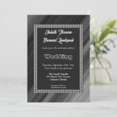 ホワイトパール、レトロブラック&ホワイト結婚ズ 招待状 (スタンド正面)