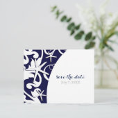 ホワイトヒトスターフィッシュブルービーチ結婚式保存日 案内ポストカード (スタンド正面)