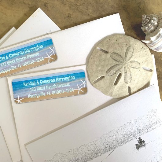 ホワイトヒトスターフィッシュブルー海差出人住所ラベル ラベル