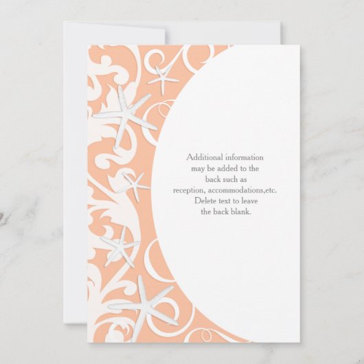 ホワイトヒトデのサンゴビーチ結婚式招待状 招待状 (裏面)