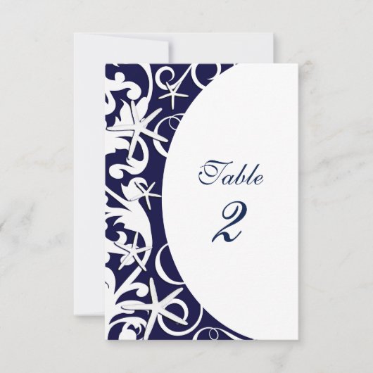 ホワイトヒトデ海軍ブルービーチテーブル番号 招待状 (正面)