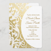 ホワイトヒトデ金ゴールドビーチ結婚式招待状 招待状 (正面/裏面)