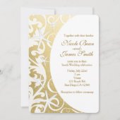 ホワイトヒトデ金ゴールドビーチ結婚式招待状 招待状 (正面)
