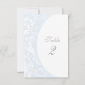 ホワイトヒトデ青ビーチ結婚式テーブル番号 招待状 (裏面)