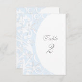 ホワイトヒトデ青ビーチ結婚式テーブル番号 招待状 (正面/裏面)