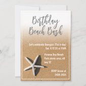 ホワイトヒトデ&ビーチサンドサマーバースデーパーティー 招待状 (正面)