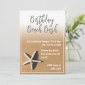 ホワイトヒトデ&ビーチサンドサマーバースデーパーティー 招待状 (スタンド正面)