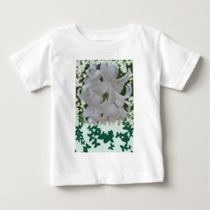 ホワイトヒヤシンス&蝶ベビー乳児Tシャツ ベビーTシャツ