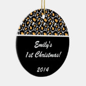 ホワイトヒョウのスポットパーソナライズされた名オーナメント セラミックオーナメント (右)