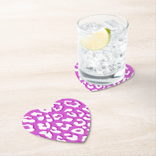 ホワイトヒョウ柄ラベンダー ペーパーコースター (インサイチュ)