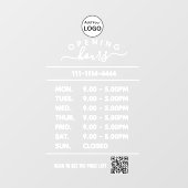 ホワイトビジネスの営業時間のロゴとqrコード ウィンドウサイン (シート)