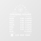 ホワイトビジネスの営業時間のロゴ ウィンドウサイン (シート)