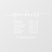 ホワイトビジネスの営業時間エレガントウィンドウの固定 ウィンドウサイン (シート)