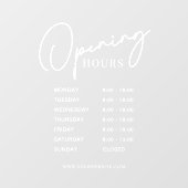 ホワイトビジネスの営業時間シンプルのモダンスクリプト ウィンドウサイン (シート)