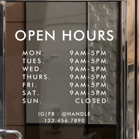 ホワイトビジネスの営業時間シンプルプロフェッショナル ウィンドウサイン