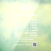 ホワイトビジネスの営業時間ロゴとQRコード ウィンドウサイン (シート3)