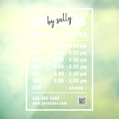 ホワイトビジネスの営業時間ロゴとQRコード ウィンドウサイン (シート3)