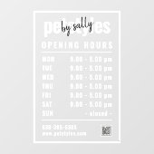 ホワイトビジネスの営業時間ロゴとQRコード ウィンドウサイン (シート)