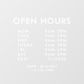 ホワイトビジネスの営業時間 シンプル プロフェッショナル ウィンドウサイン (シート)