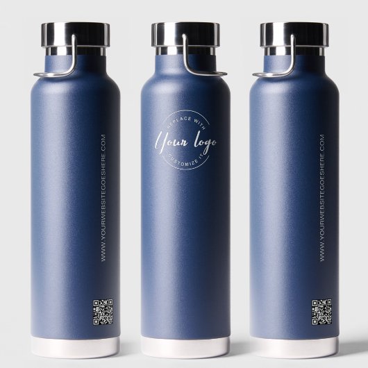 ホワイトビジネスカスタムロゴQRコードWebサイト ウォーターボトル