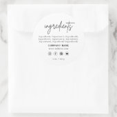 ホワイトビジネスソーシャルメディアの成分ラベル ラウンドシール (バッグ)