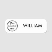 ホワイトビジネスロゴのミニマルな従業員スタッフ 名札 (正面)