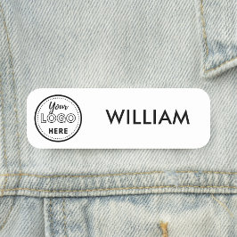 ホワイトビジネスロゴのミニマルな従業員スタッフ 名札