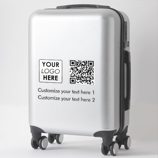 ホワイトビジネスロゴ会社シンプルのQRコード文字 シール (スーツケース)