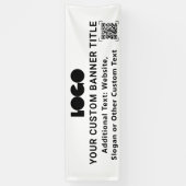 ホワイトビジネスロゴ会社QRコード屋外2,5x8 横断幕 (縦)