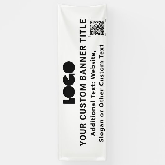 ホワイトビジネスロゴ会社QRコード屋外2,5x8 横断幕 (縦)