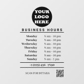 ホワイトビジネスロゴ営業時間QRコード ウィンドウサイン (シート)