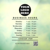 ホワイトビジネスロゴ営業時間QRコード ウィンドウサイン (シート3)
