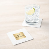 ホワイトビジネスロゴ スクエアペーパーコースター (インサイチュ)