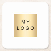 ホワイトビジネスロゴ スクエアペーパーコースター (正面)