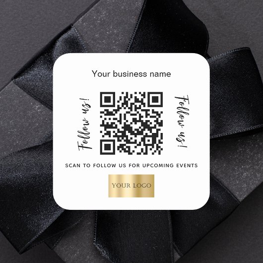 ホワイトビジネス名qrコードロゴ スクエアシール